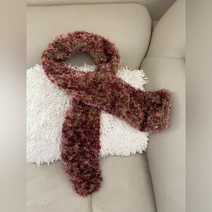 Vintage Y2K Fuzzy Pink Purple Cream Long  Scarf 60”x7”